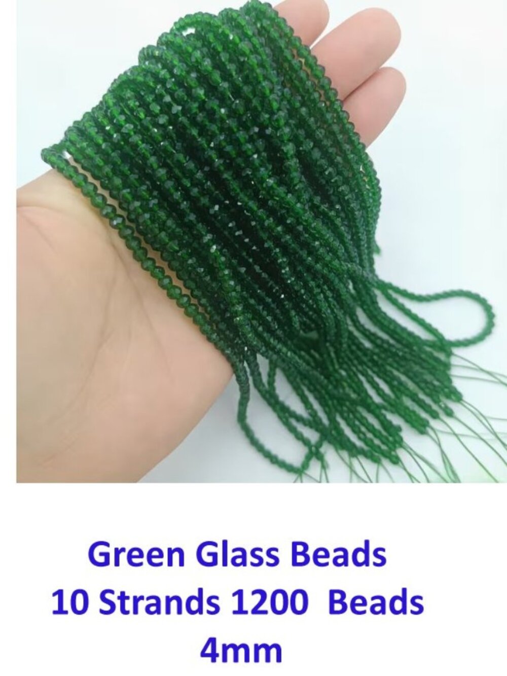 Green Glass Beads 10 Strands 1200 Beads 4mm